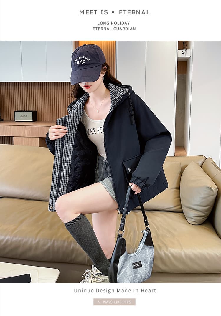 실사 쇼트 스타일 자켓 면 옷 고급 센스 튀김 거리 작은 대중 아메리칸 워크웨어 바람막이 여성 코트 가을 겨울 플러스 두꺼운 스타일 상세 이미지 13