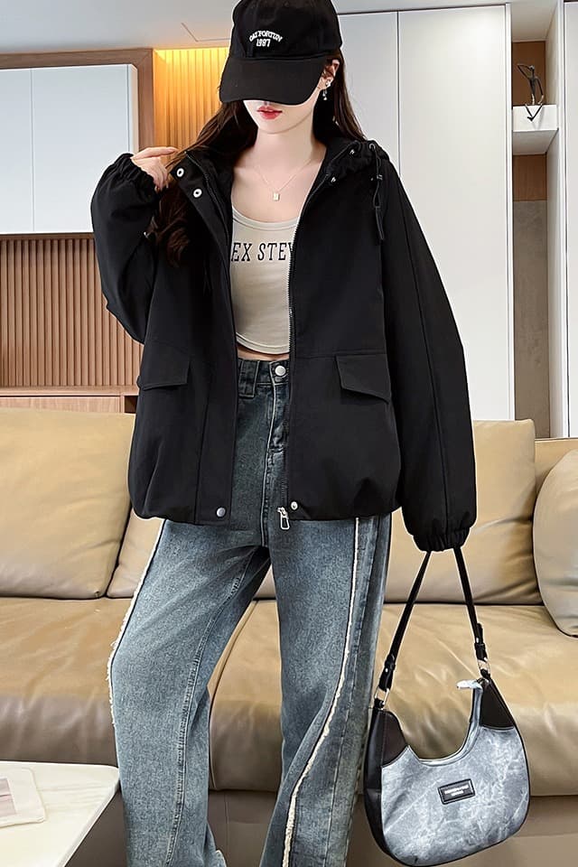 실사 쇼트 스타일 자켓 면 옷 고급 센스 튀김 거리 작은 대중 아메리칸 워크웨어 바람막이 여성 코트 가을 겨울 플러스 두꺼운 스타일 이미지 6