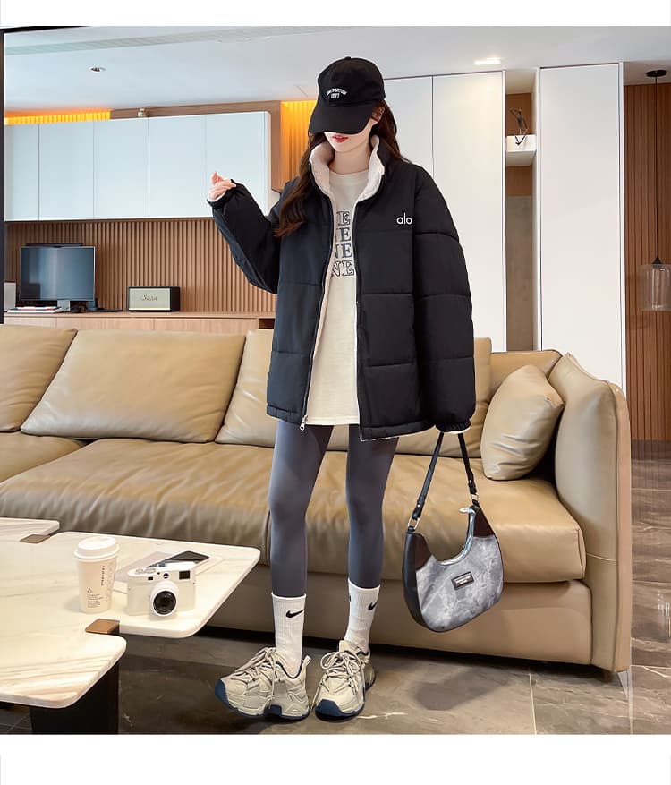 양면 착용 양털 여성 코트 가을 겨울철 루즈핏 디자인 센스 털이 있고 두꺼운 다용도 캐주얼 Parker 서비스 면 옷 상세 이미지 19