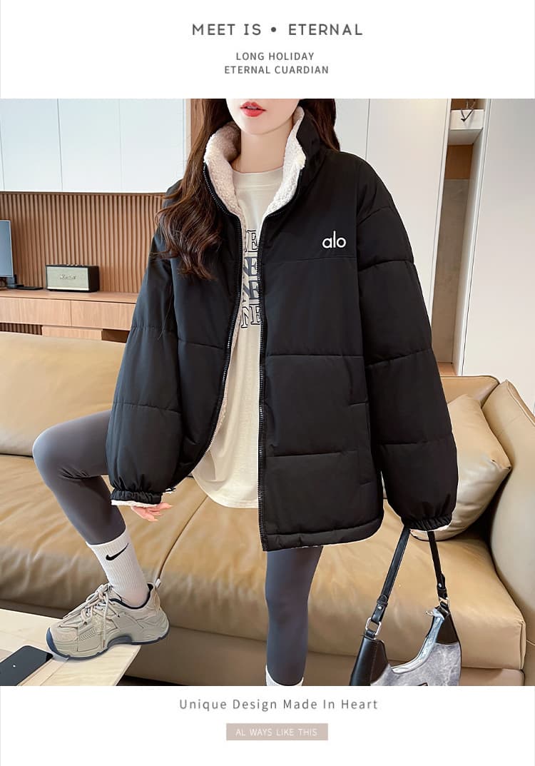 양면 착용 양털 여성 코트 가을 겨울철 루즈핏 디자인 센스 털이 있고 두꺼운 다용도 캐주얼 Parker 서비스 면 옷 상세 이미지 21