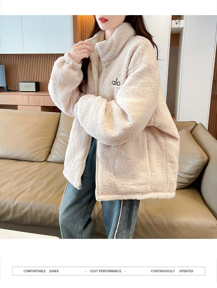 양면 착용 양털 여성 코트 가을 겨울철 루즈핏 디자인 센스 털이 있고 두꺼운 다용도 캐주얼 Parker 서비스 면 옷 상세 이미지 32