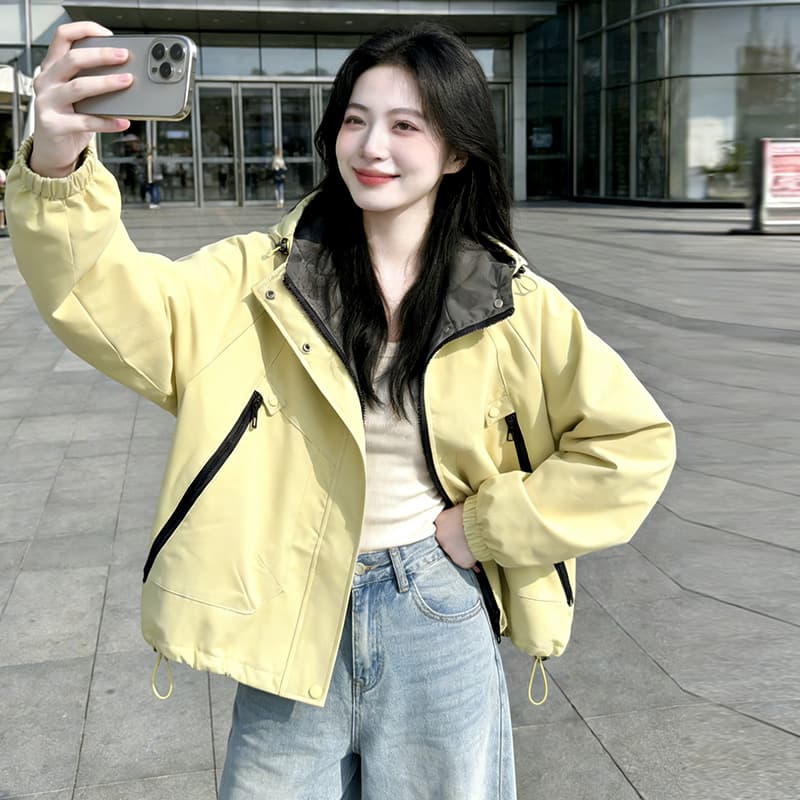 실사 자켓 여성 코트 봄 가을 새로운 루즈핏 다용도 후드 긴팔 맨위 한국 스타일 캐주얼 재킷