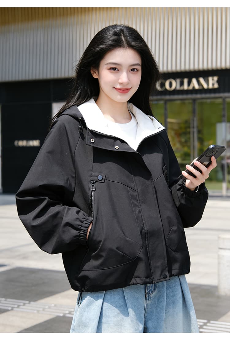 실사 자켓 여성 코트 봄 가을 새로운 루즈핏 다용도 후드 긴팔 맨위 한국 스타일 캐주얼 재킷 상세 이미지 11