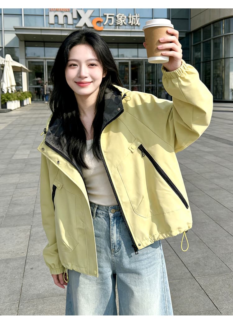 실사 자켓 여성 코트 봄 가을 새로운 루즈핏 다용도 후드 긴팔 맨위 한국 스타일 캐주얼 재킷 상세 이미지 13