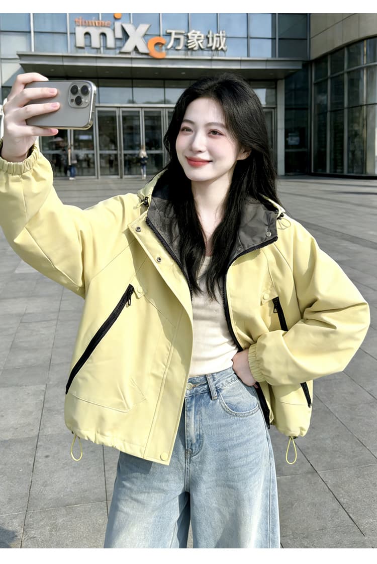 실사 자켓 여성 코트 봄 가을 새로운 루즈핏 다용도 후드 긴팔 맨위 한국 스타일 캐주얼 재킷 상세 이미지 14