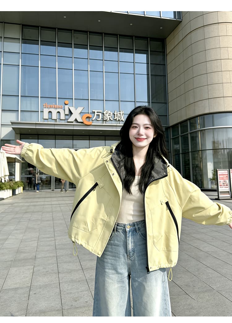 실사 자켓 여성 코트 봄 가을 새로운 루즈핏 다용도 후드 긴팔 맨위 한국 스타일 캐주얼 재킷 상세 이미지 15
