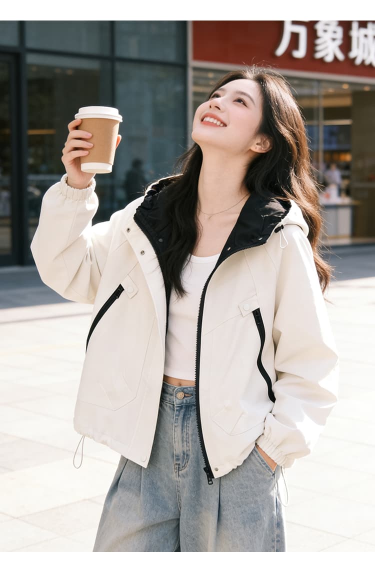 실사 자켓 여성 코트 봄 가을 새로운 루즈핏 다용도 후드 긴팔 맨위 한국 스타일 캐주얼 재킷 상세 이미지 16