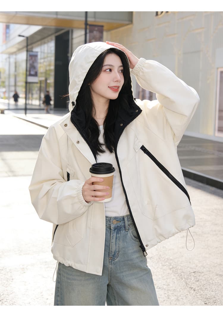 실사 자켓 여성 코트 봄 가을 새로운 루즈핏 다용도 후드 긴팔 맨위 한국 스타일 캐주얼 재킷 상세 이미지 18