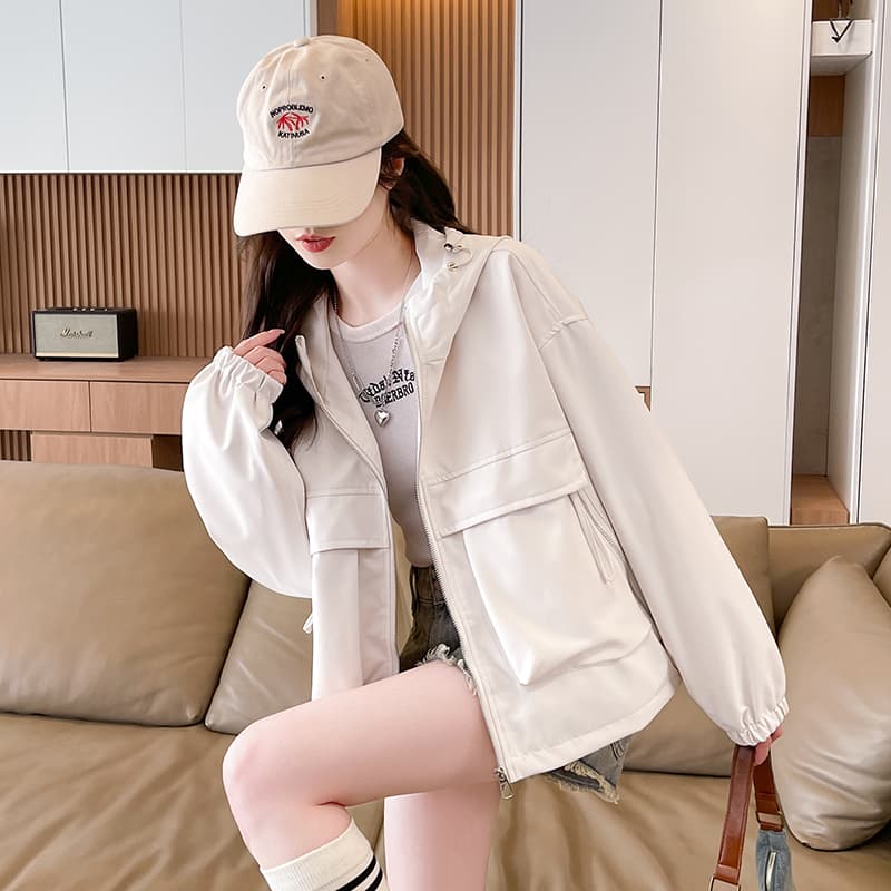 실사 이른 봄 후드 루즈핏 재킷 새로운 외국 가스 캐주얼 한국 스타일 자켓 다용도 패션 짧은 외투