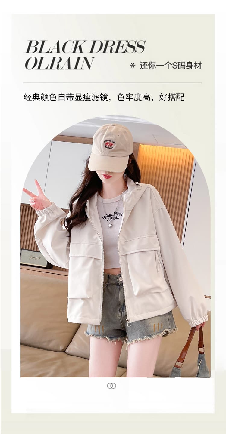 실사 이른 봄 후드 루즈핏 재킷 새로운 외국 가스 캐주얼 한국 스타일 자켓 다용도 패션 짧은 외투 상세 이미지 3