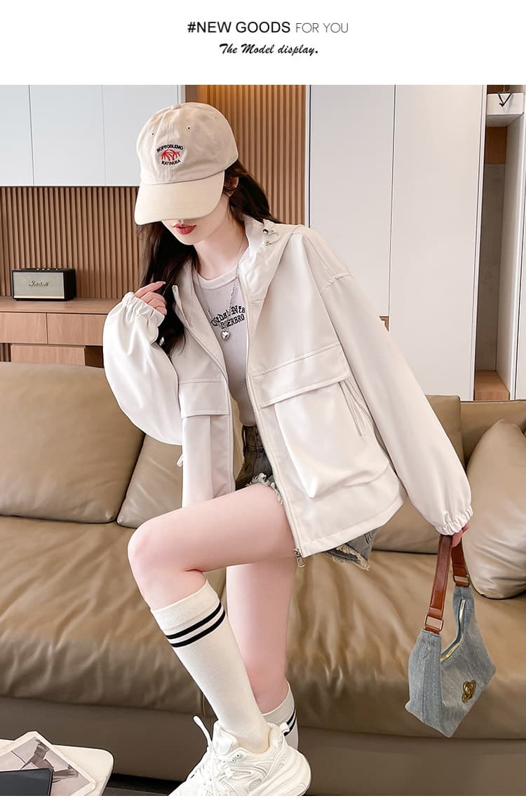 실사 이른 봄 후드 루즈핏 재킷 새로운 외국 가스 캐주얼 한국 스타일 자켓 다용도 패션 짧은 외투 상세 이미지 27