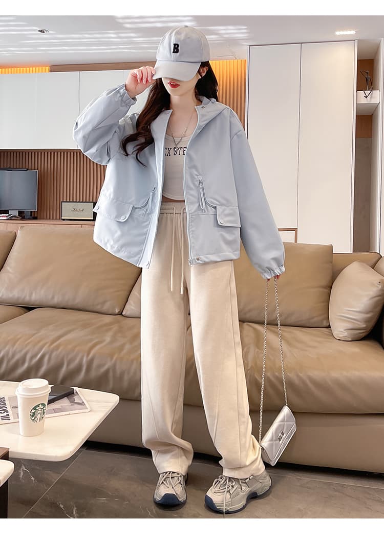 실사 봄 가을 후드 루즈핏 재킷 새로운 외국 가스 캐주얼 한국 스타일 자켓 다용도 패션 짧은 외투 상세 이미지 18