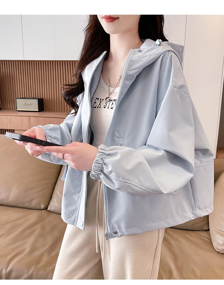 실사 봄 가을 후드 루즈핏 재킷 새로운 외국 가스 캐주얼 한국 스타일 자켓 다용도 패션 짧은 외투 상세 이미지 22