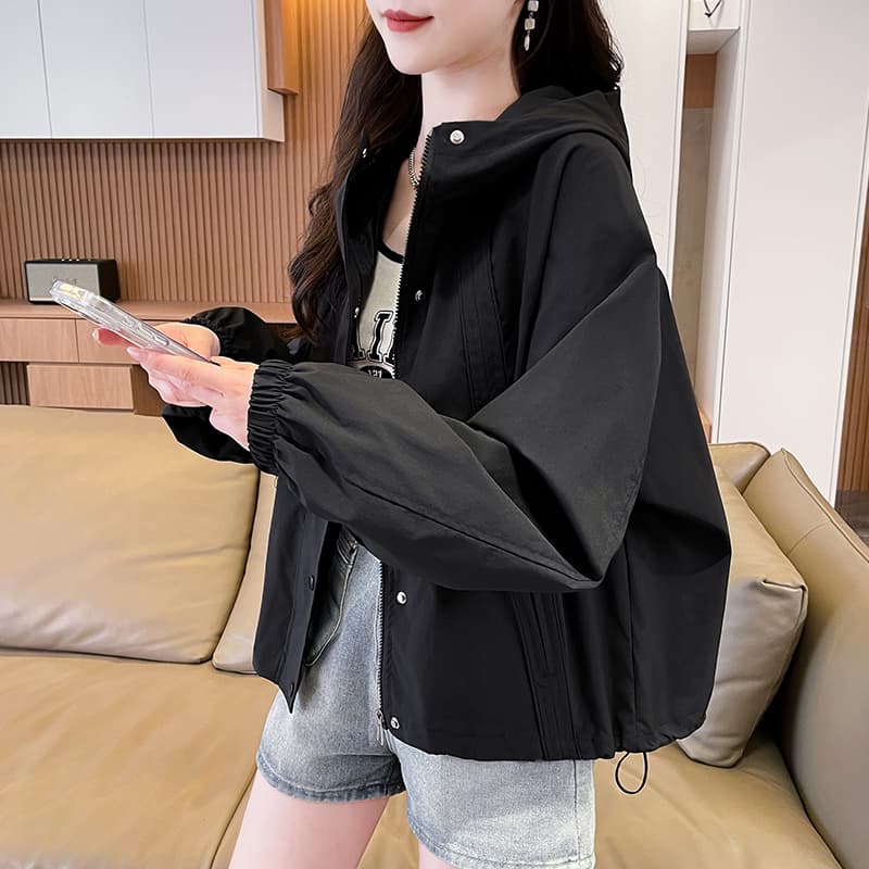 실사 봄 가을 후드 디자인 센스 요금 외투 디자인 센스 루즈핏 다용도 작은 키 워크웨어 재킷 이미지 4