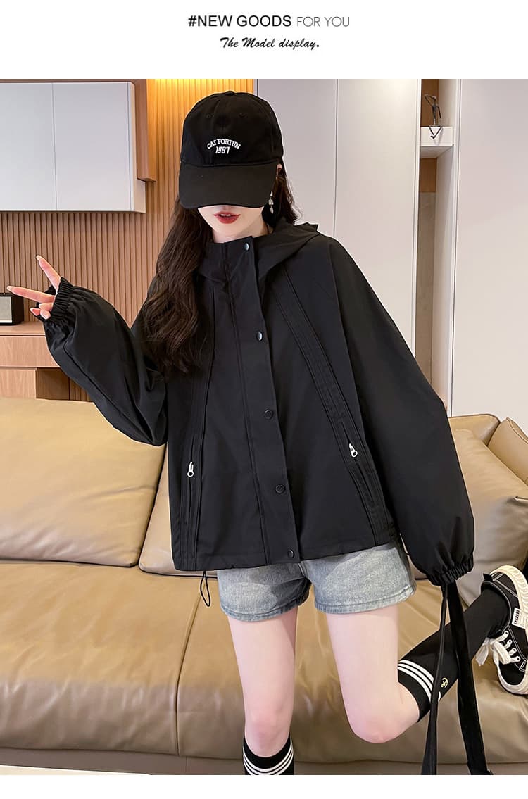 실사 봄 가을 후드 디자인 센스 요금 외투 디자인 센스 루즈핏 다용도 작은 키 워크웨어 재킷 상세 이미지 17