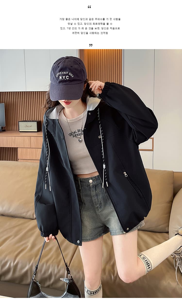 실사 자켓 워크웨어 후드 재킷 봄 새로운 외국 가스 고유 한 Chic 초기 고등학생 다용도 패션 재킷 상세 이미지 10