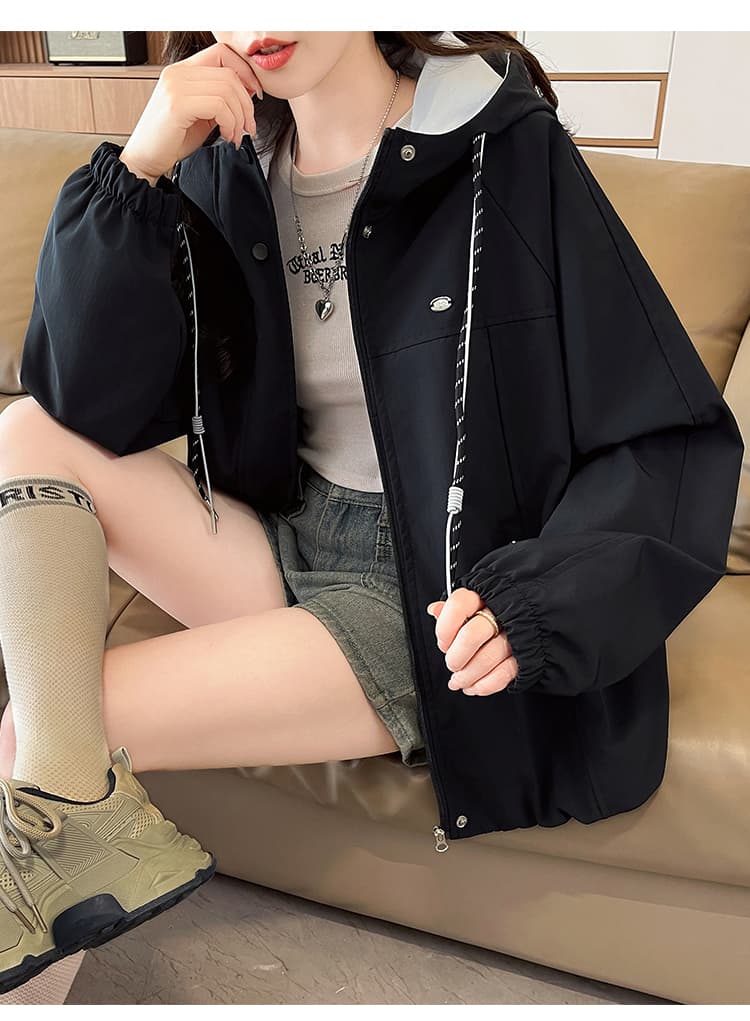 실사 자켓 워크웨어 후드 재킷 봄 새로운 외국 가스 고유 한 Chic 초기 고등학생 다용도 패션 재킷 상세 이미지 14