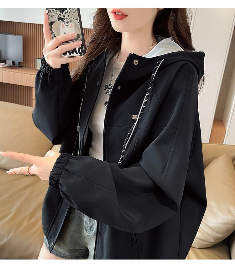 실사 자켓 워크웨어 후드 재킷 봄 새로운 외국 가스 고유 한 Chic 초기 고등학생 다용도 패션 재킷 상세 이미지 16