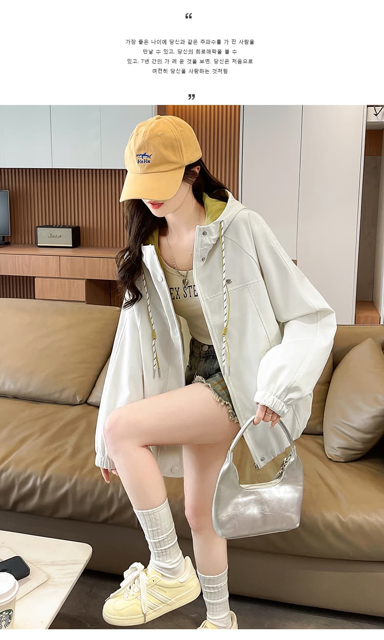 실사 자켓 워크웨어 후드 재킷 봄 새로운 외국 가스 고유 한 Chic 초기 고등학생 다용도 패션 재킷 상세 이미지 26