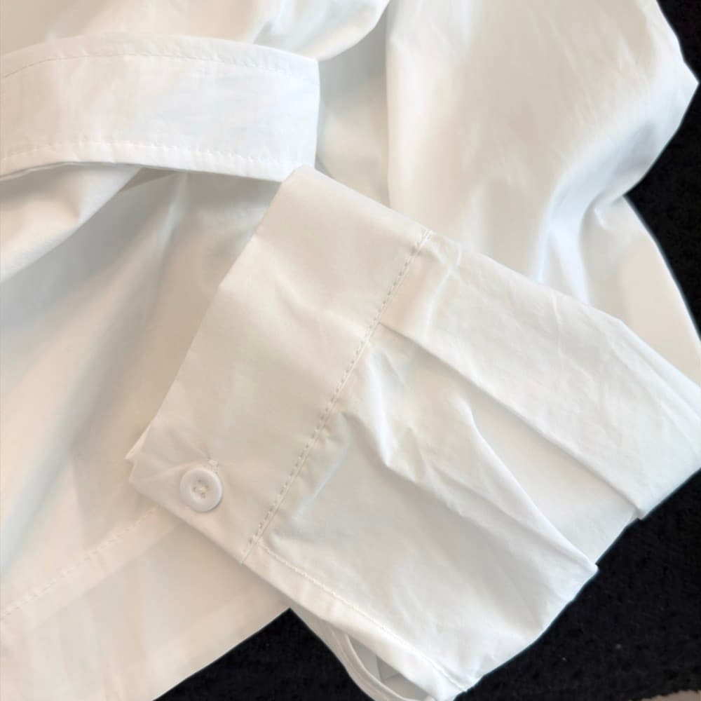 실사 프랑스식 품격 POLO 칼라 루즈핏 여성 셔츠 봄 새로운 출퇴근 다용도 셔츠 오픈 가디건 맨위 상세 이미지 8