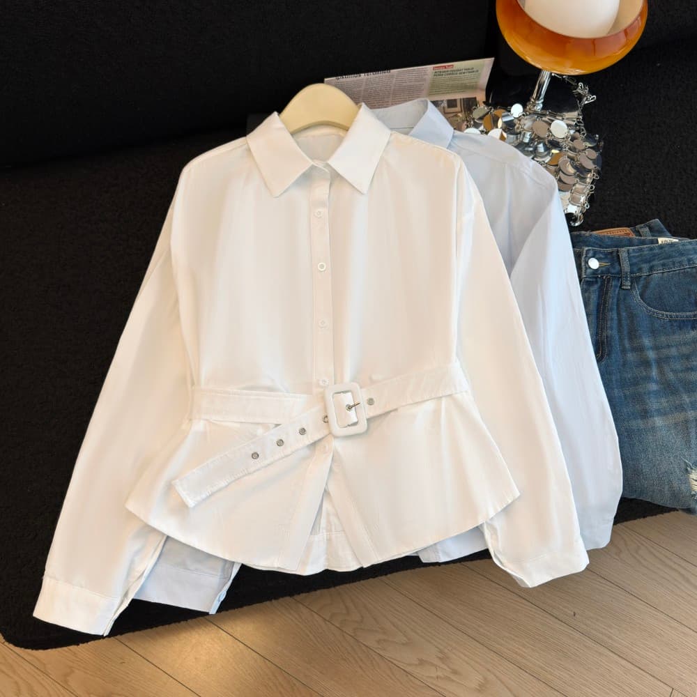 실사 프랑스식 품격 POLO 칼라 루즈핏 여성 셔츠 봄 새로운 출퇴근 다용도 셔츠 오픈 가디건 맨위 상세 이미지 22