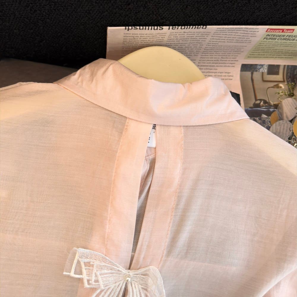 실사 뒤로 트임 나비 레이스업 태양 보호 셔츠 여성 여름 새로운 폴로 칼라 긴팔 셔츠 카디건 코트 맨위 상세 이미지 20