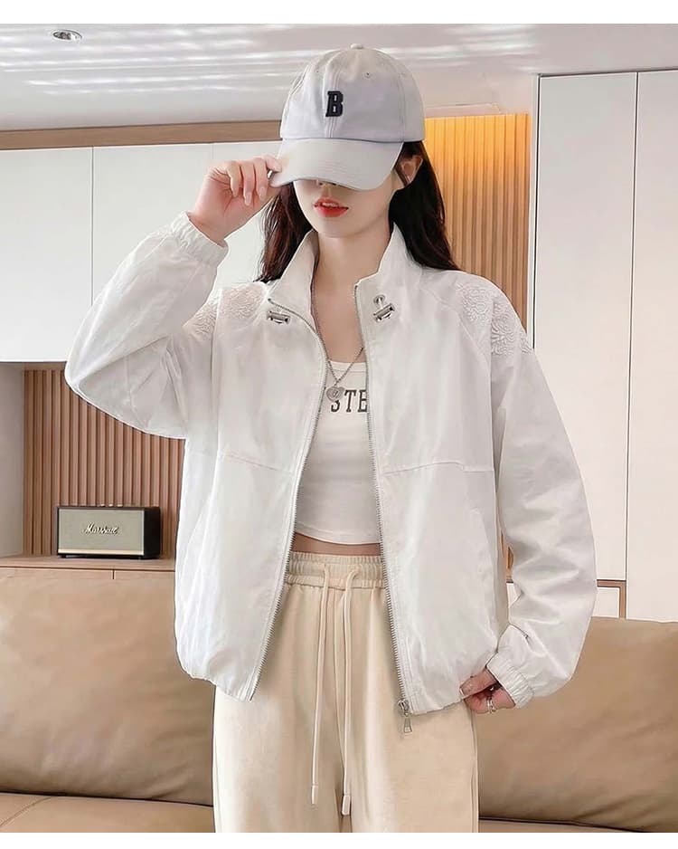 실사 2026 가을 한 부서 스탠드 칼라 자수 여성 코트 트렌드 미니멀리즘 루즈핏 슬림해 보이는 다용도 맨위 상세 이미지 19