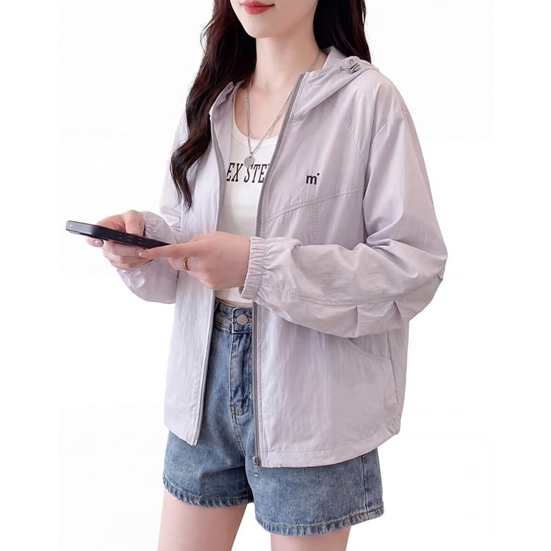 실사 여름 후드 자외선 차단 의류 여성 새로운 통기성 국방 자외선 루즈핏 슬림해 보이는 얇고 가벼운 자외선 차단 외투 이미지 5
