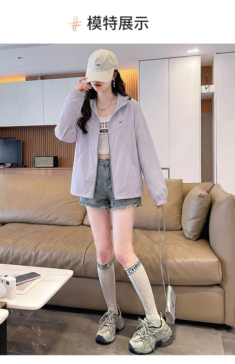 실사 여름 후드 자외선 차단 의류 여성 새로운 통기성 국방 자외선 루즈핏 슬림해 보이는 얇고 가벼운 자외선 차단 외투 상세 이미지 9