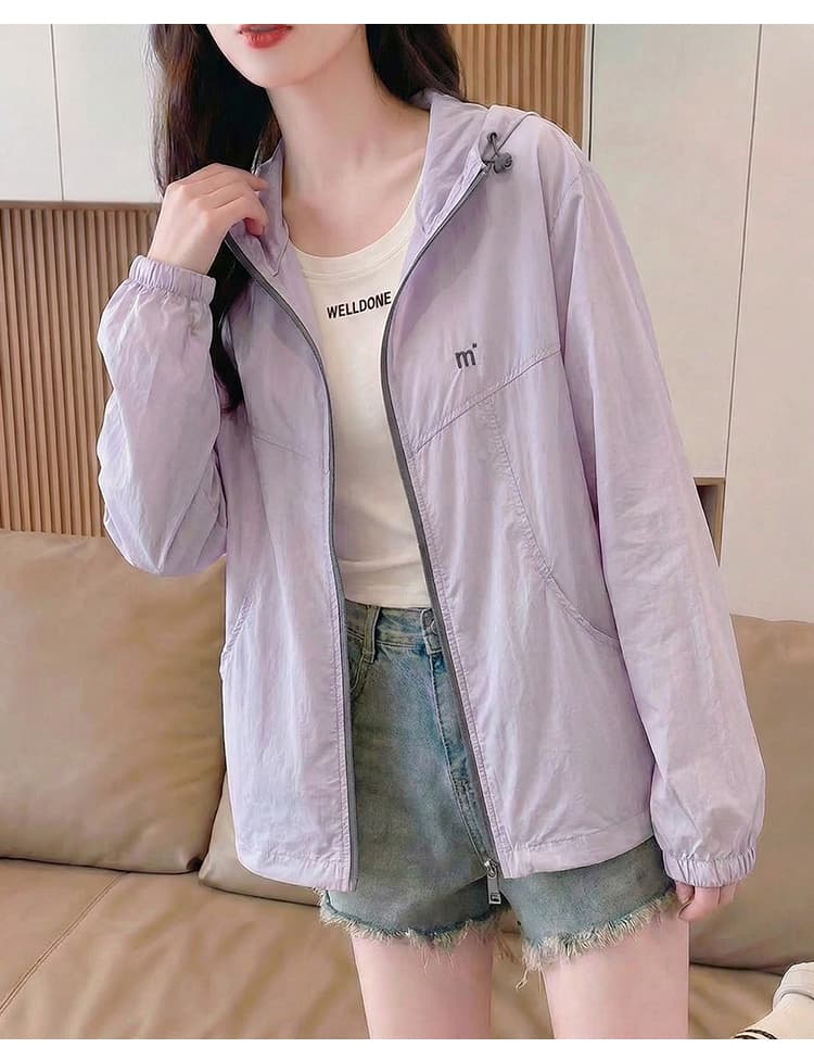 실사 여름 후드 자외선 차단 의류 여성 새로운 통기성 국방 자외선 루즈핏 슬림해 보이는 얇고 가벼운 자외선 차단 외투 상세 이미지 12