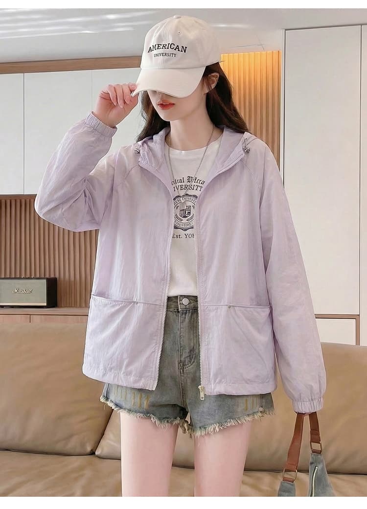 실사 여름 작은 청신 자외선 차단 의류 여성 2026 루즈핏 후드 통기성 국방 자외선 다용도 얇은 스타일 자외선 차단 복 상세 이미지 15