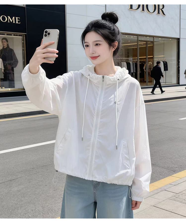 실사 한국 스타일 루즈핏 후드 얇은 스타일 통기성 국방 자외선 카디건 코트 자외선 차단 복 에어컨 서비스 상세 이미지 20