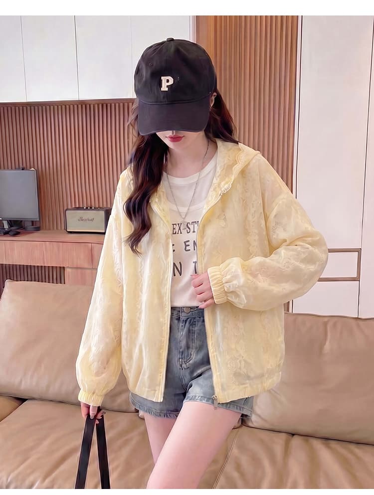 실사 프랑스식 레이스 후드 쇼트 스타일 여성 코트 봄 여름 새로운 맨위 루즈핏 슬림해 보이는 얇은 스타일 자외선 차단 의류 상세 이미지 13