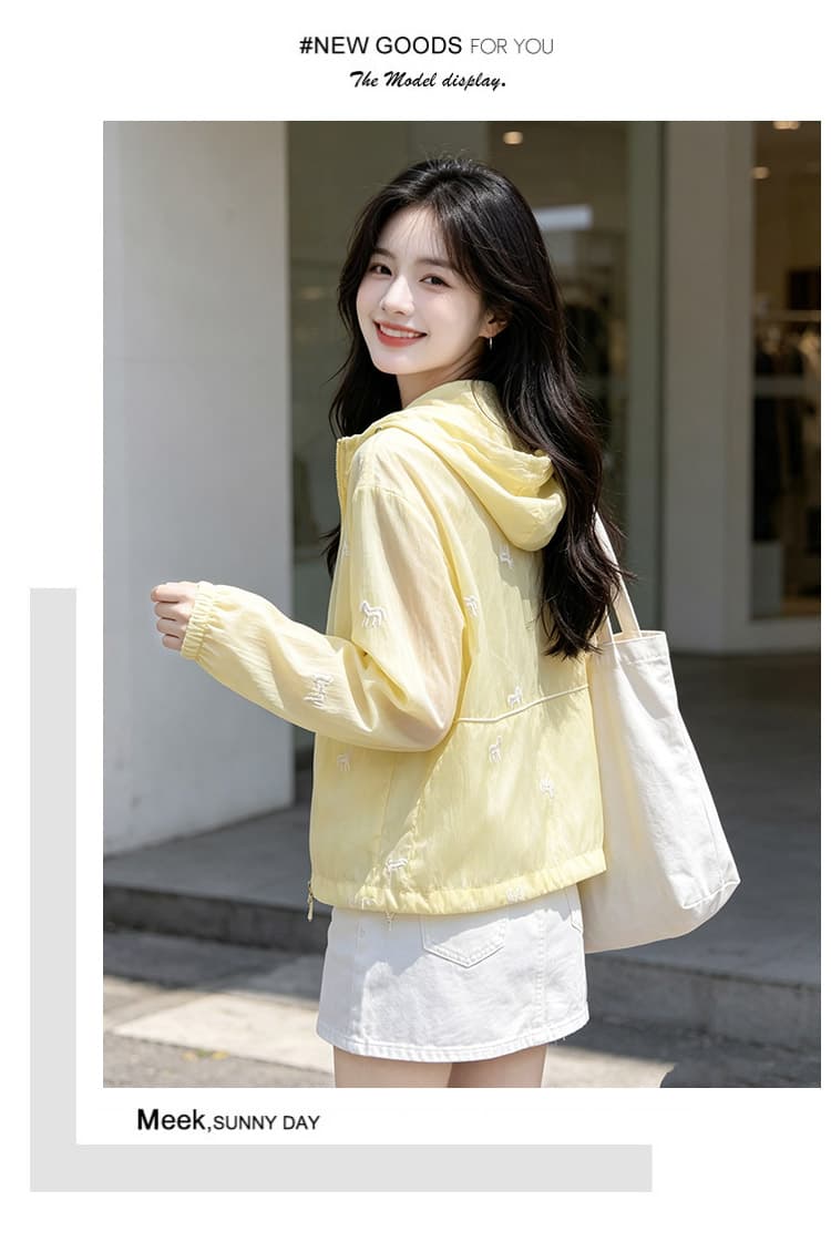실사 귀여운 작은 낳다 자수 자외선 차단 의류 여름 얇은 스타일 후드 재킷 루즈핏 캐주얼 다용도 맨위 상세 이미지 14