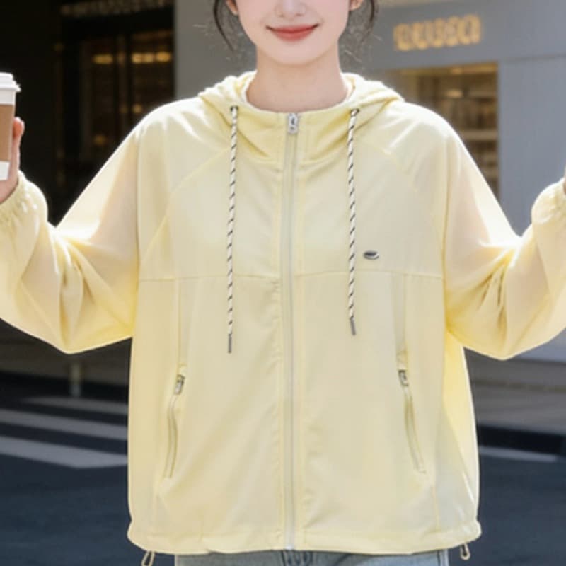 실사 2026 자외선 차단 의류 여성 여름 얇은 스타일 얼음 실크 후드 재킷 통기성 국방 자외선 루즈핏 출퇴근 야외 이미지 4