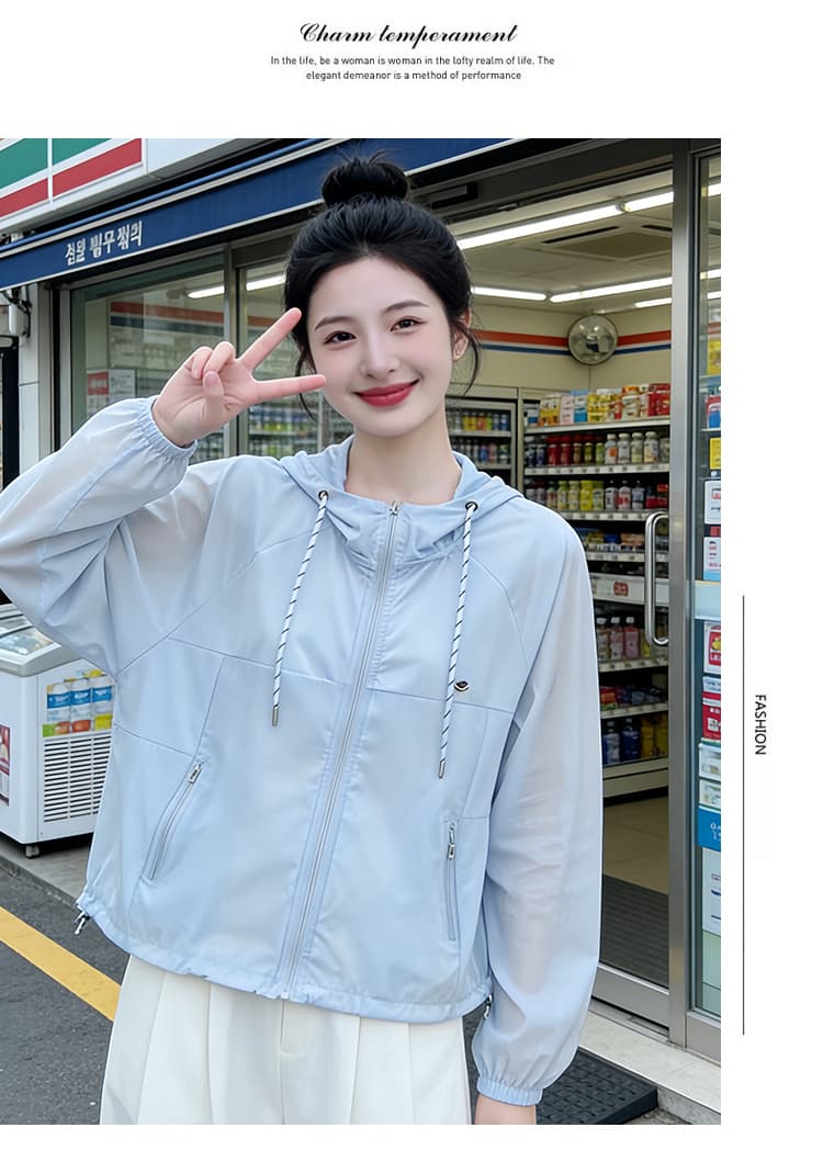 실사 2026 자외선 차단 의류 여성 여름 얇은 스타일 얼음 실크 후드 재킷 통기성 국방 자외선 루즈핏 출퇴근 야외 상세 이미지 11
