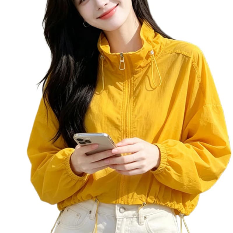 실사 펌프 로프 레이스업 자외선 차단 의류 여름 얇은 스타일 긴팔 맨위 루즈핏 슬림해 보이는 통기성 다용도 캐주얼 맨위 이미지 5