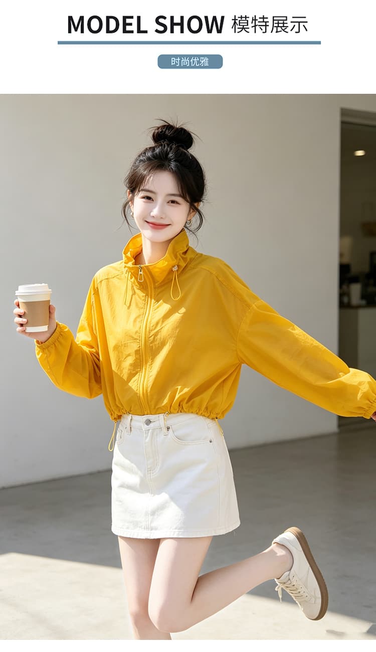 실사 펌프 로프 레이스업 자외선 차단 의류 여름 얇은 스타일 긴팔 맨위 루즈핏 슬림해 보이는 통기성 다용도 캐주얼 맨위 상세 이미지 11