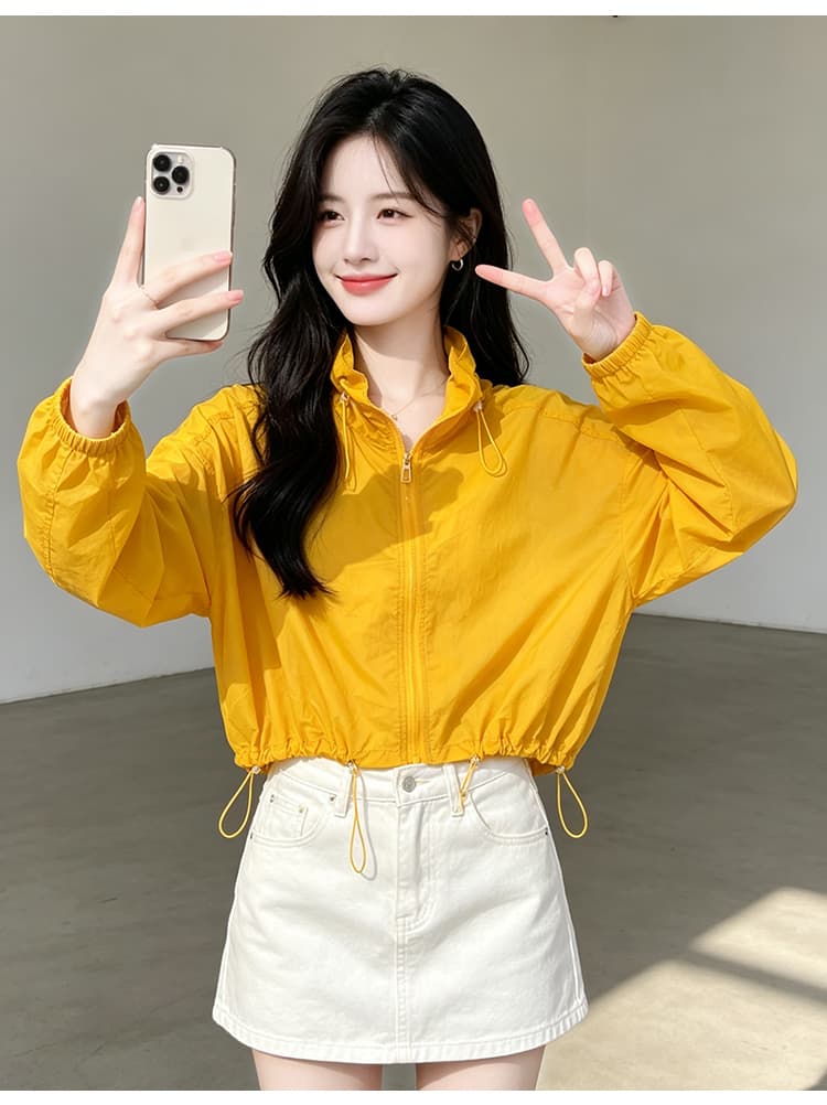 실사 펌프 로프 레이스업 자외선 차단 의류 여름 얇은 스타일 긴팔 맨위 루즈핏 슬림해 보이는 통기성 다용도 캐주얼 맨위 상세 이미지 12