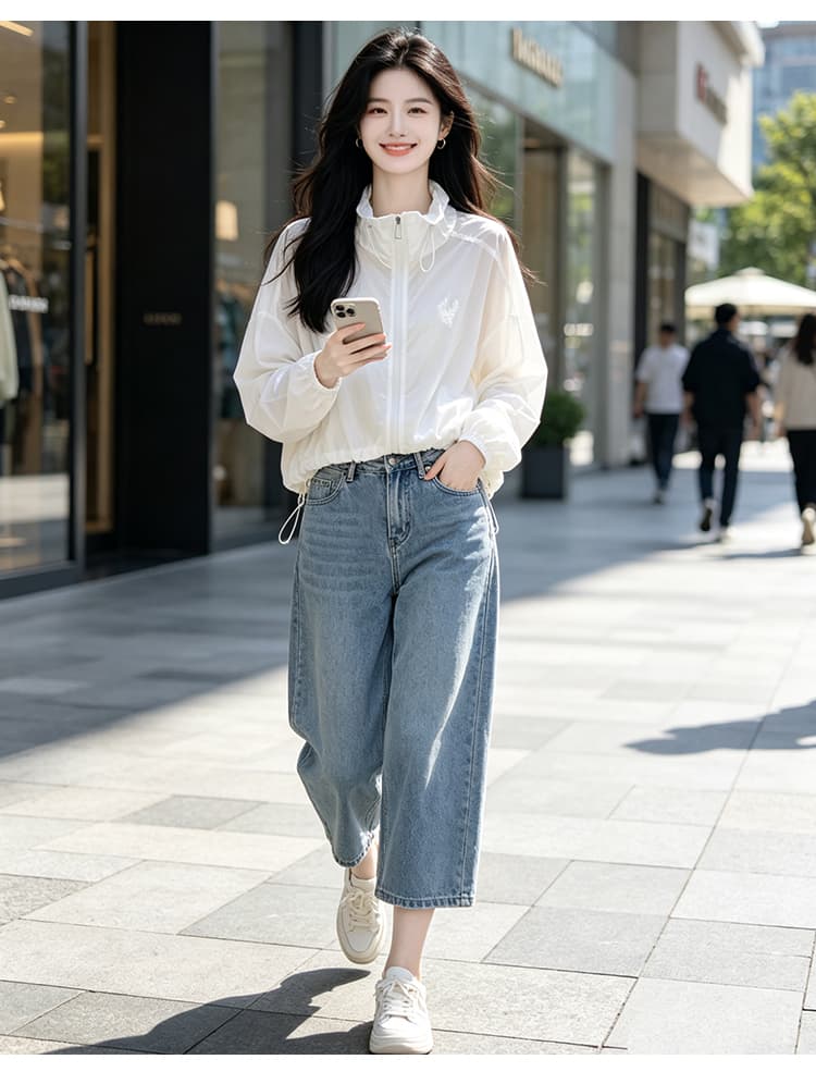 실사 펌프 로프 레이스업 자외선 차단 의류 여름 얇은 스타일 긴팔 맨위 루즈핏 슬림해 보이는 통기성 다용도 캐주얼 맨위 상세 이미지 17