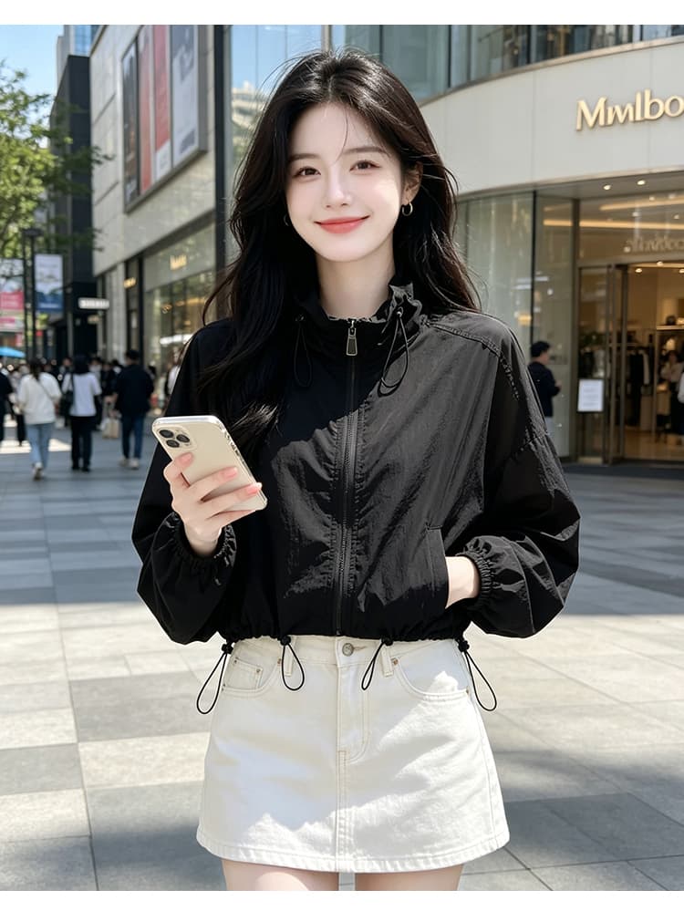 실사 펌프 로프 레이스업 자외선 차단 의류 여름 얇은 스타일 긴팔 맨위 루즈핏 슬림해 보이는 통기성 다용도 캐주얼 맨위 상세 이미지 23