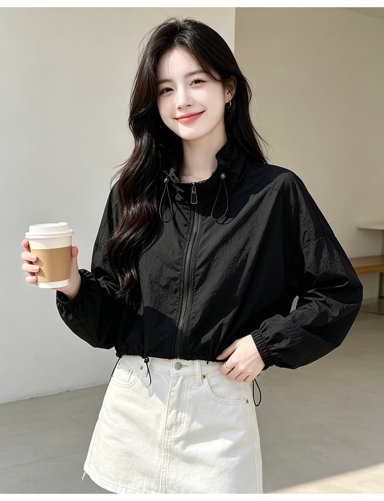 실사 펌프 로프 레이스업 자외선 차단 의류 여름 얇은 스타일 긴팔 맨위 루즈핏 슬림해 보이는 통기성 다용도 캐주얼 맨위 상세 이미지 24