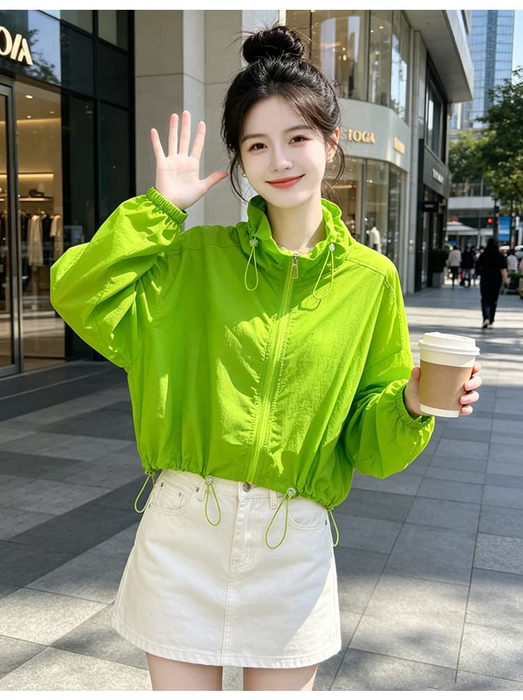 실사 펌프 로프 레이스업 자외선 차단 의류 여름 얇은 스타일 긴팔 맨위 루즈핏 슬림해 보이는 통기성 다용도 캐주얼 맨위 상세 이미지 27