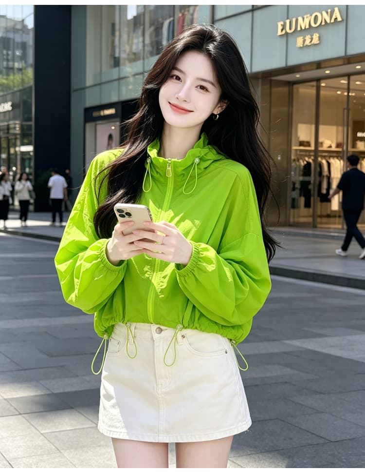 실사 펌프 로프 레이스업 자외선 차단 의류 여름 얇은 스타일 긴팔 맨위 루즈핏 슬림해 보이는 통기성 다용도 캐주얼 맨위 상세 이미지 30