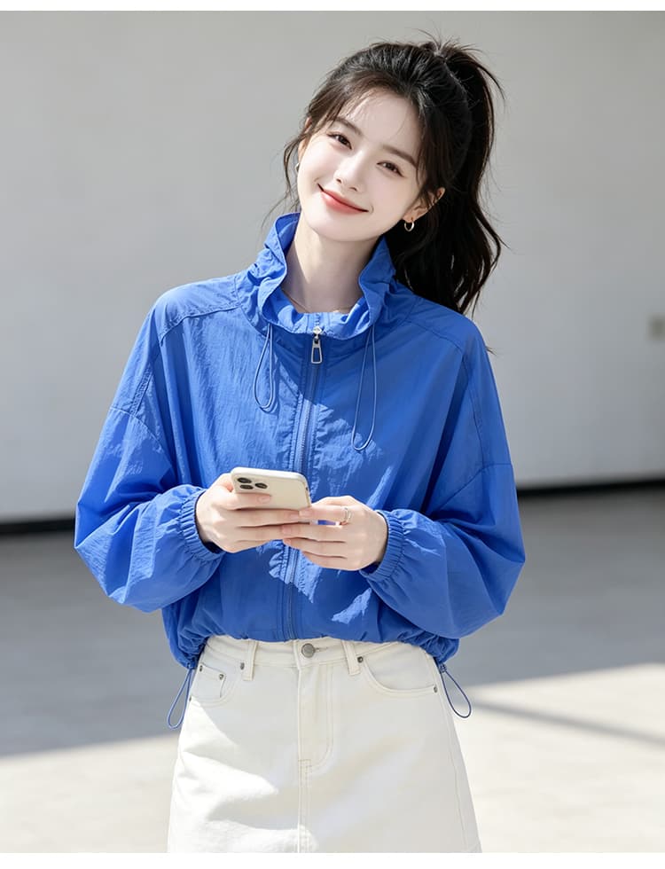 실사 펌프 로프 레이스업 자외선 차단 의류 여름 얇은 스타일 긴팔 맨위 루즈핏 슬림해 보이는 통기성 다용도 캐주얼 맨위 상세 이미지 33