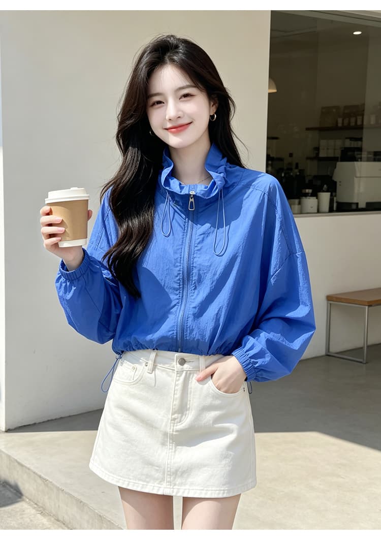 실사 펌프 로프 레이스업 자외선 차단 의류 여름 얇은 스타일 긴팔 맨위 루즈핏 슬림해 보이는 통기성 다용도 캐주얼 맨위 상세 이미지 34
