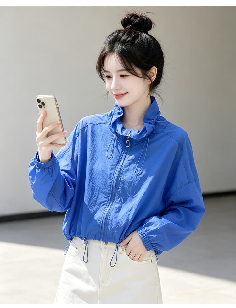 실사 펌프 로프 레이스업 자외선 차단 의류 여름 얇은 스타일 긴팔 맨위 루즈핏 슬림해 보이는 통기성 다용도 캐주얼 맨위 상세 이미지 35