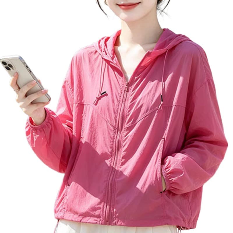 실사 얇고 가벼운 후드 자외선 차단 의류 통기성 펌프 로프 지퍼 재킷 야외 스포츠 바람 루즈핏 일상 다용도 섹션 이미지 5