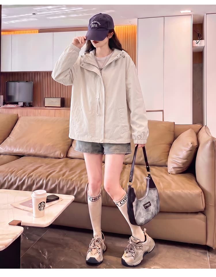 실사 신조류 캐주얼 후드 길다 펌프 로프 국방 댐퍼 襟 도루 가을 펌프 로프 스냅 단추 방풍 재킷 상세 이미지 18