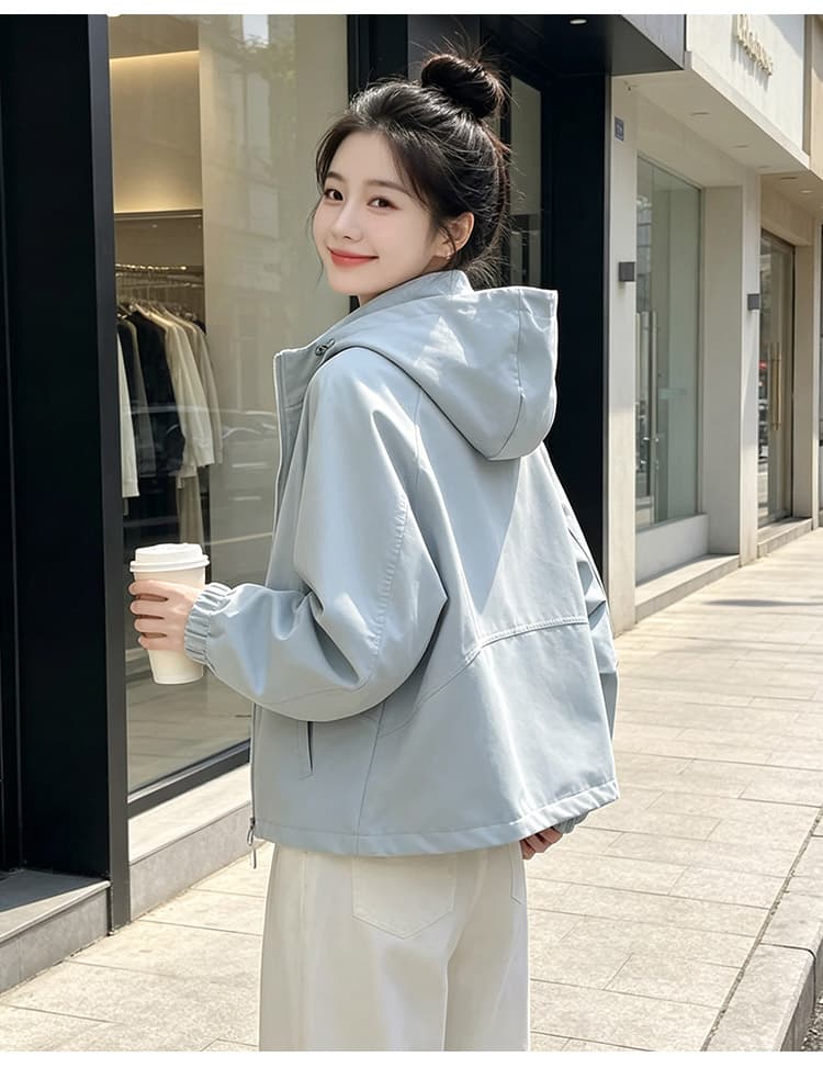 실사 후드 펌프 로프 3 차원 패치워크 루즈핏 가을 어깨 언론 버클 襟 밴딩 커프스 비스듬한 가방 삽입 방풍 재킷 섹션 상세 이미지 13